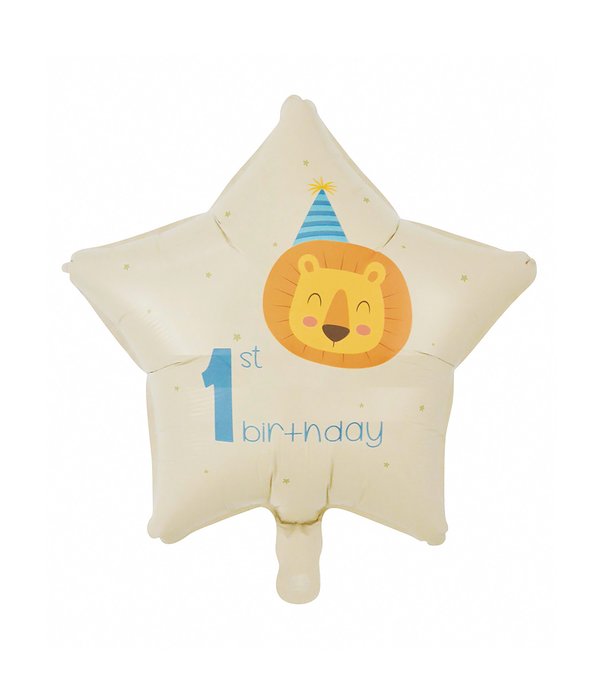 1e Verjaardag Folieballon Stervorm Leeuw (46cm)