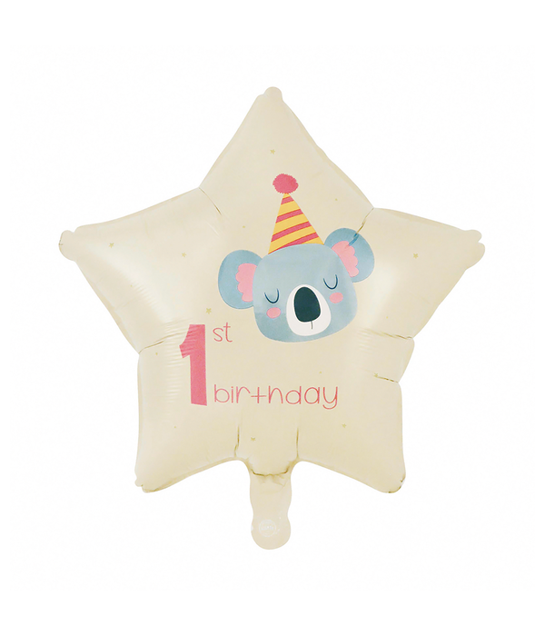 1e Verjaardag Folieballon Stervorm Koala (46cm)