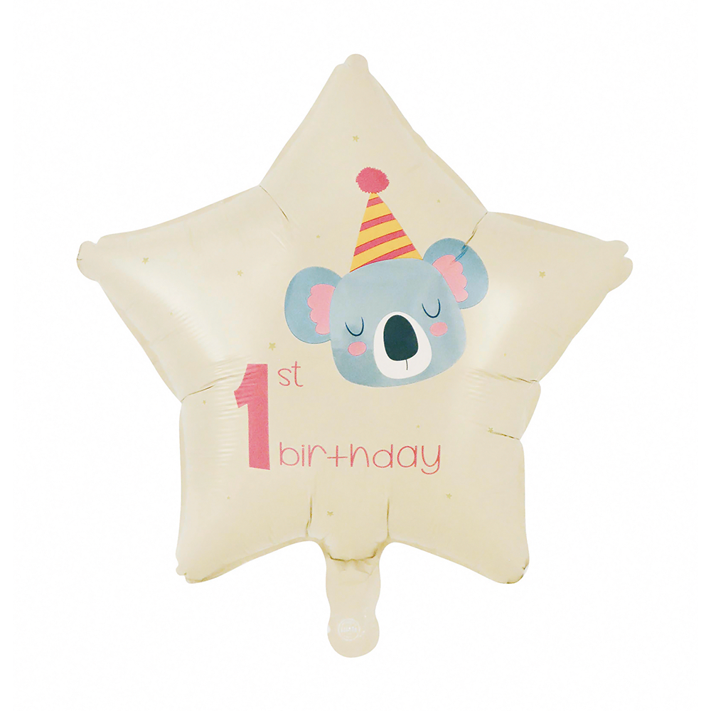 1e Verjaardag Folieballon Stervorm Koala (46cm) afbeelding