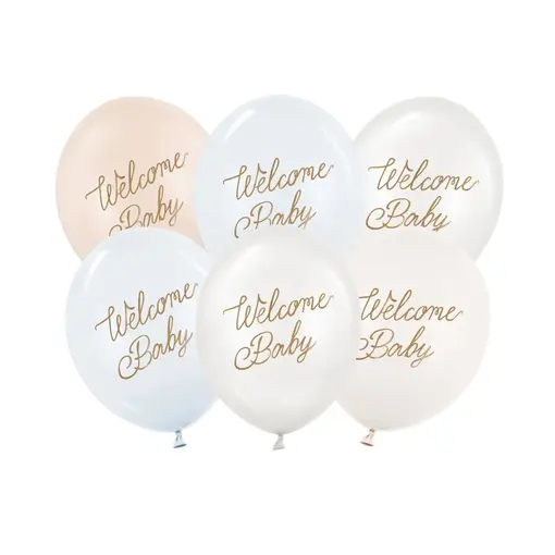Ballonnen Welcome Baby Blauw Mix Professional (6st)