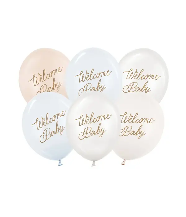 Ballonnen Welcome Baby Blauw Mix Professional (6st)