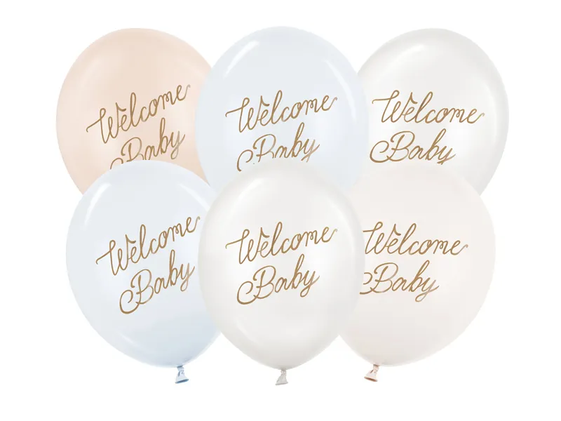 Ballonnen Welcome Baby Blauw Mix Professional (6st) afbeelding