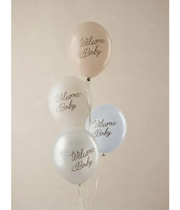Ballonnen Welcome Baby Blauw Mix Professional (6st)