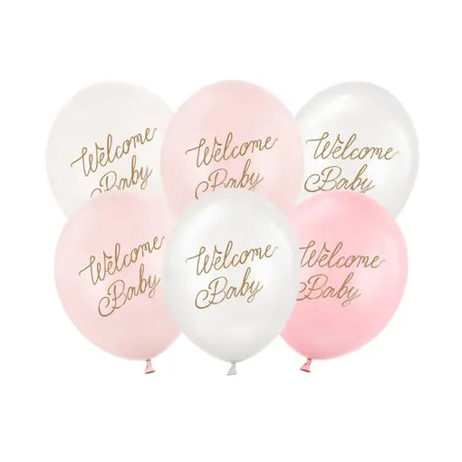 Ballonnen Welcome Baby Roze Mix Professional (6st)