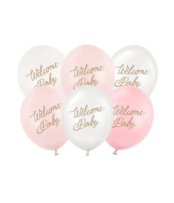 Ballonnen Welcome Baby Roze Mix Professional (6st)