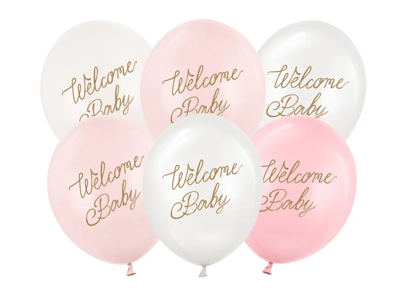 Ballonnen Welcome Baby Roze Mix Professional (6st) afbeelding