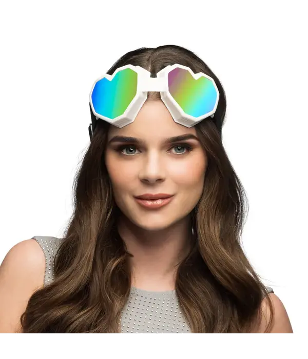 Party Skibril Hartjes Wit Festilove