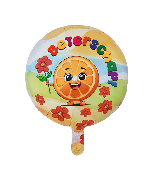 Beterschap Happy Sinaasappel Folieballon Rond (46cm)