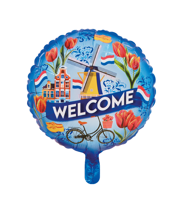 Folieballon 'Welcome' Nederland Rond (46cm)