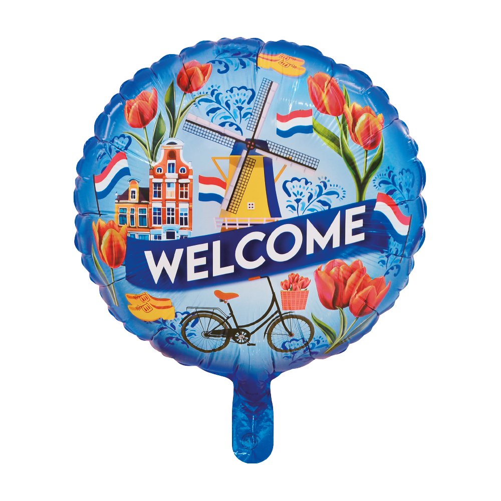 Folieballon &apos;Welcome&apos; Nederland Rond (46cm) afbeelding