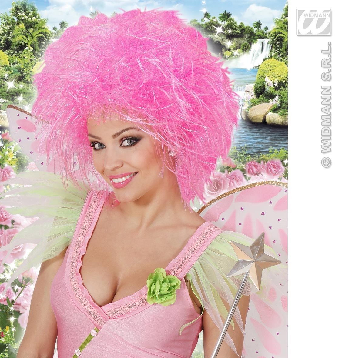 Pruik Fee Neon Roze afbeelding