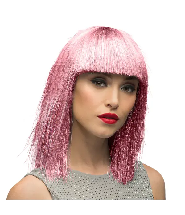 Pruik Lange Bobline Crazy Roze