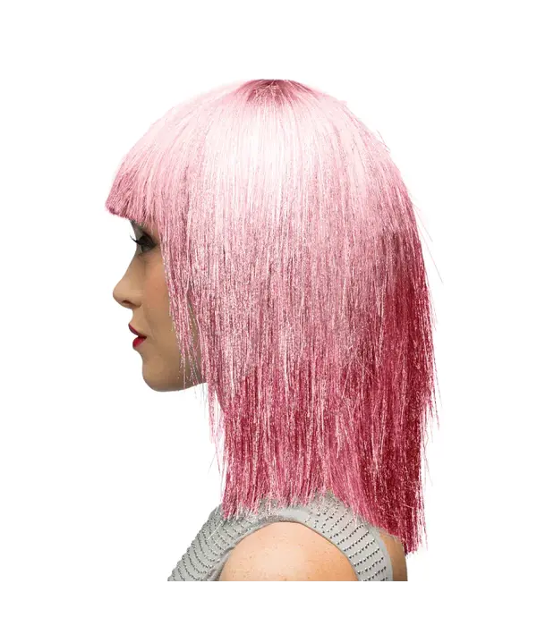 Pruik Lange Bobline Crazy Roze