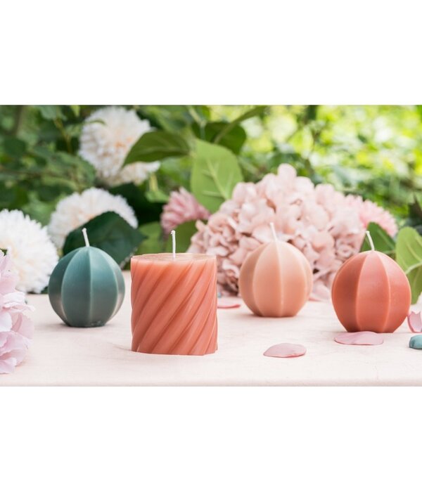 Roze Spiraalvormige Kaars (7x7,5cm)