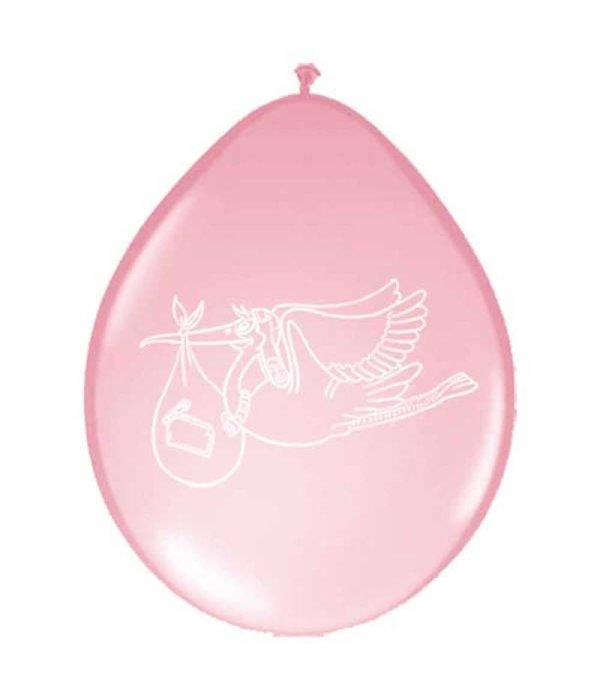 Roze ooievaar ballonnen - 8 stuks
