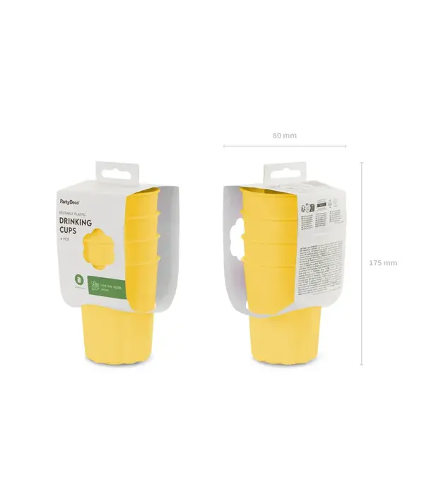 Gele Herbruikbare Bekers 220ml (4st)