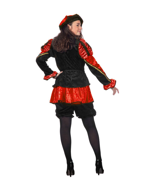 Pieten pak vrouw rood/zwart luxe