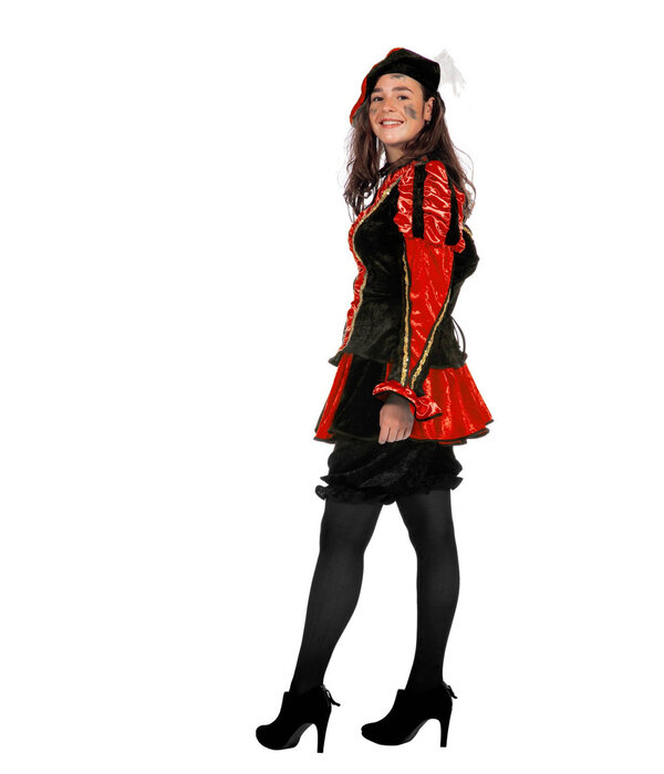 Pieten pak vrouw rood/zwart luxe