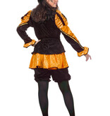 Dames pietenpak oranje/zwart luxe