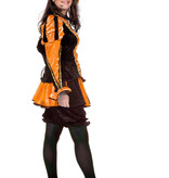 Dames pietenpak oranje/zwart luxe