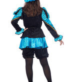 Pieten pak dames aqua/zwart luxe
