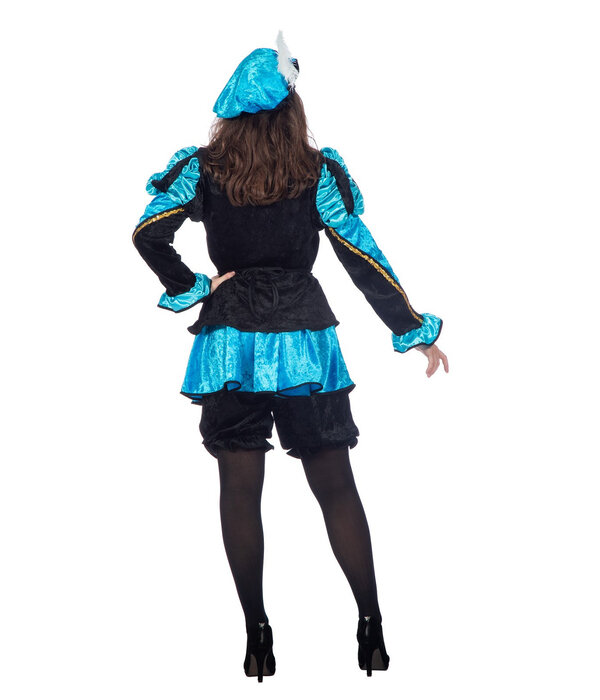 Pieten pak dames aqua/zwart luxe