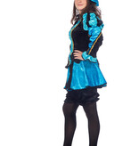 Pieten pak dames aqua/zwart luxe