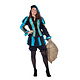 Pieten pak dames aqua/zwart luxe