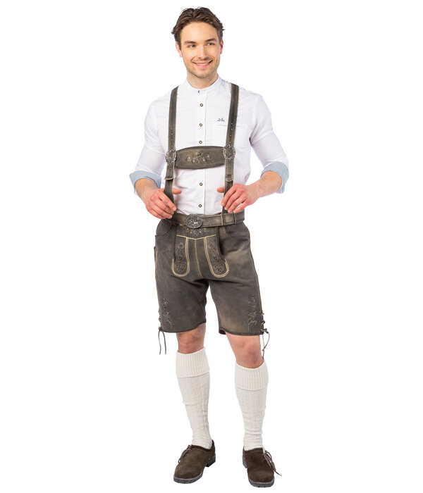 Lederhose Stone Grey Heren Echt Leer