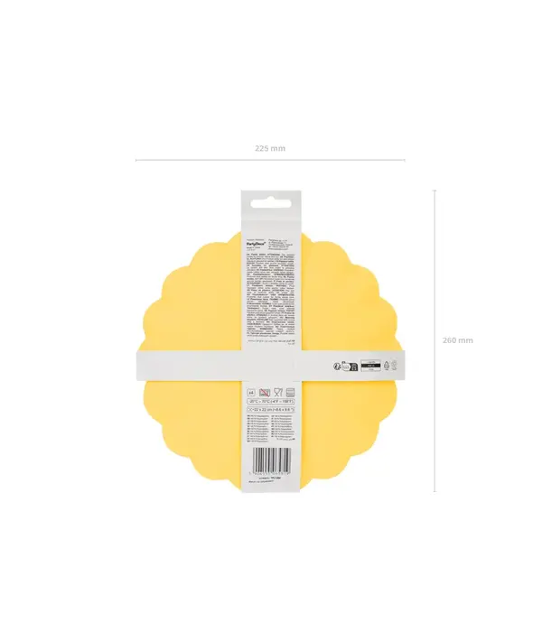 Gele Kunststof Borden Kartelrand 22cm (4st)