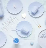 Lichtblauwe Kunststof Borden Kartelrand 22cm (4st)