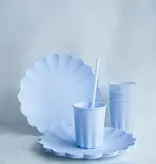 Lichtblauwe Kunststof Borden Kartelrand 22cm (4st)