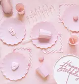 Roze Kunststof Borden Kartelrand 22cm (4st)