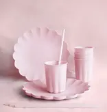 Roze Kunststof Borden Kartelrand 22cm (4st)