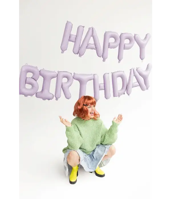 Happy Birthday Ballonnen Set Mat Paars