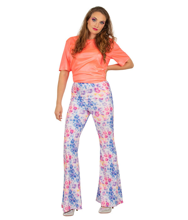 Flared Broek Panterprint Multicolour