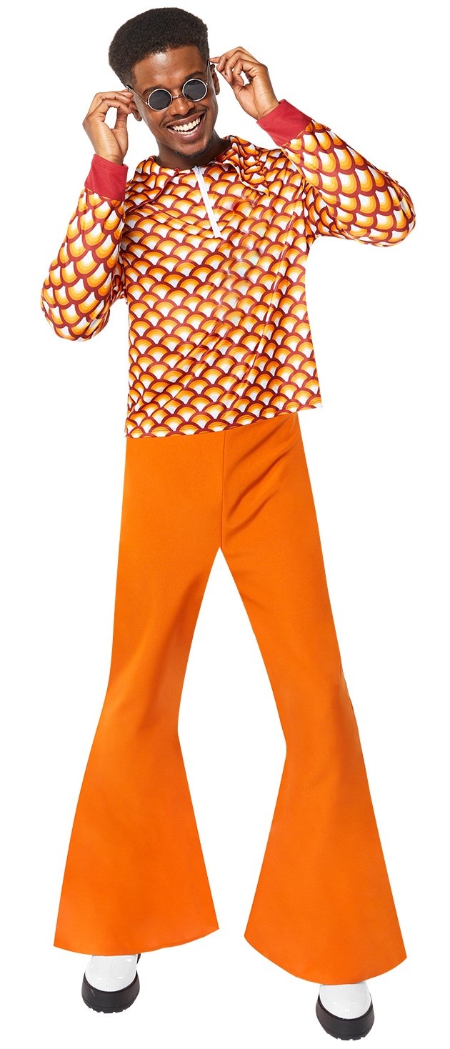 70&apos;s Hippiekostuum Heren Oranje afbeelding
