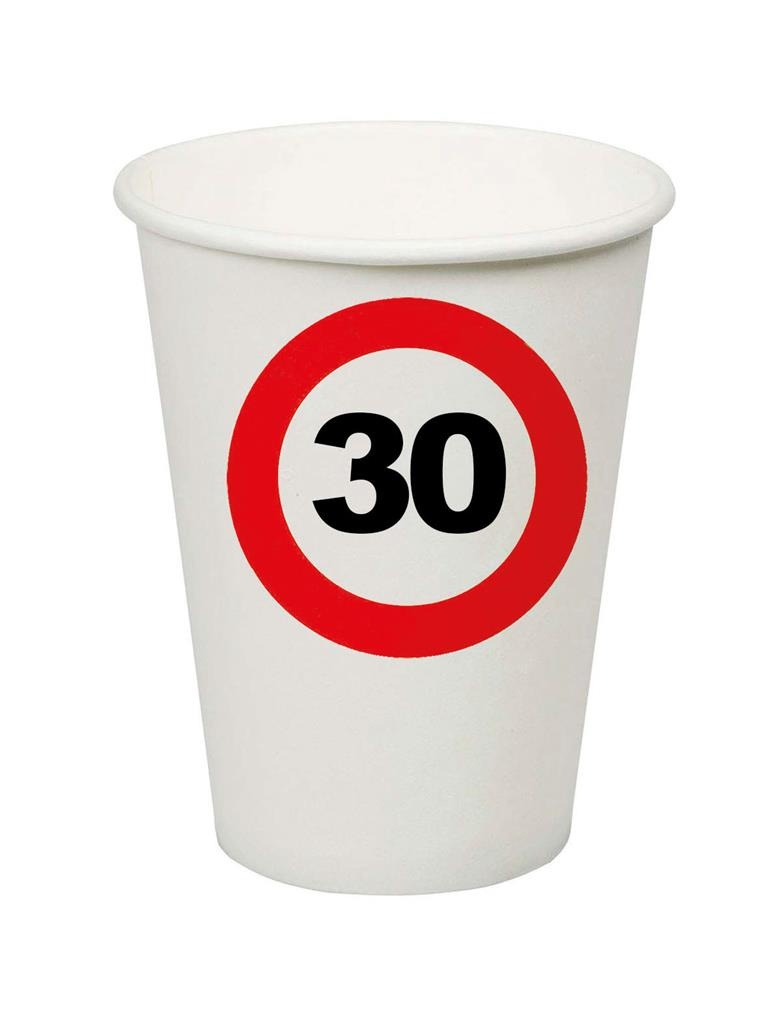 Bekertjes 30 jaar verkeersbord (8st) afbeelding