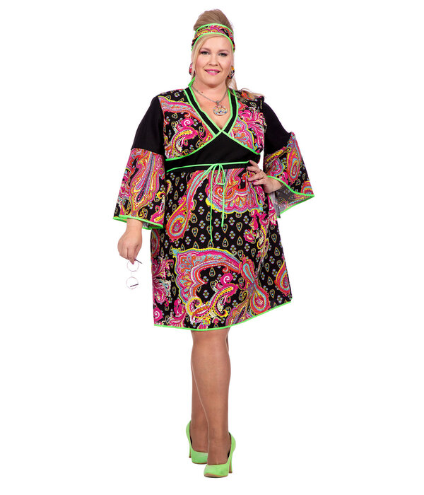 Hippie jurk grote maat met hoofdband