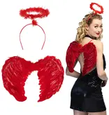 Verkleedset Engel promo rood 2-delig