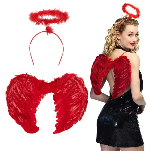 Verkleedset Engel promo rood 2-delig