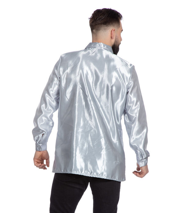 Ruchesblouse satijn zilver