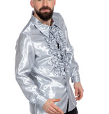 Ruchesblouse satijn zilver