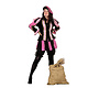 Pieten pak dames roze/zwart luxe