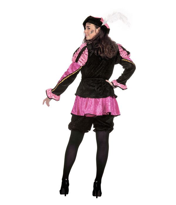 Pieten pak dames roze/zwart luxe