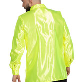 Ruchesblouse satijn neon geel