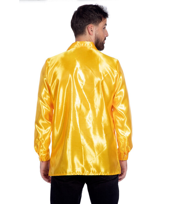 Ruchesblouse satijn geel