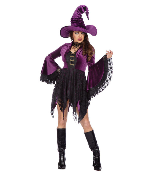 Heksenjurk Dames Velvet Paars Premium