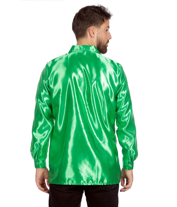 Ruchesblouse satijn groen Kevin