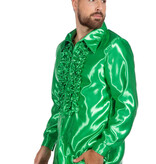 Ruchesblouse satijn groen Kevin